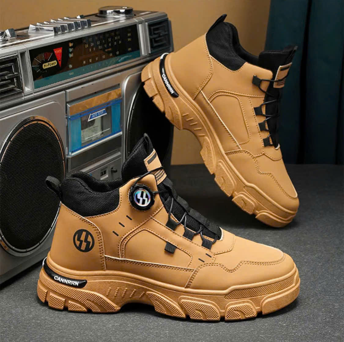 LAKINTA Men's Premium High-Top Boots with Screw-on Buckle, Model THNT041