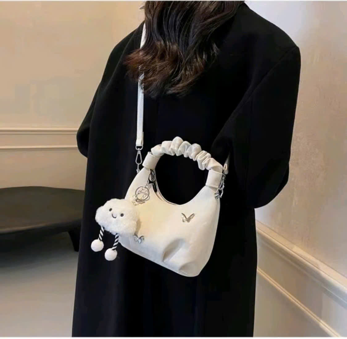 Women's ruched strap handbag THNT011