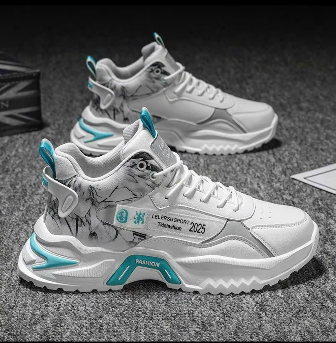 Men's mid-calf boots with 8cm height increase, flat sole THNT006