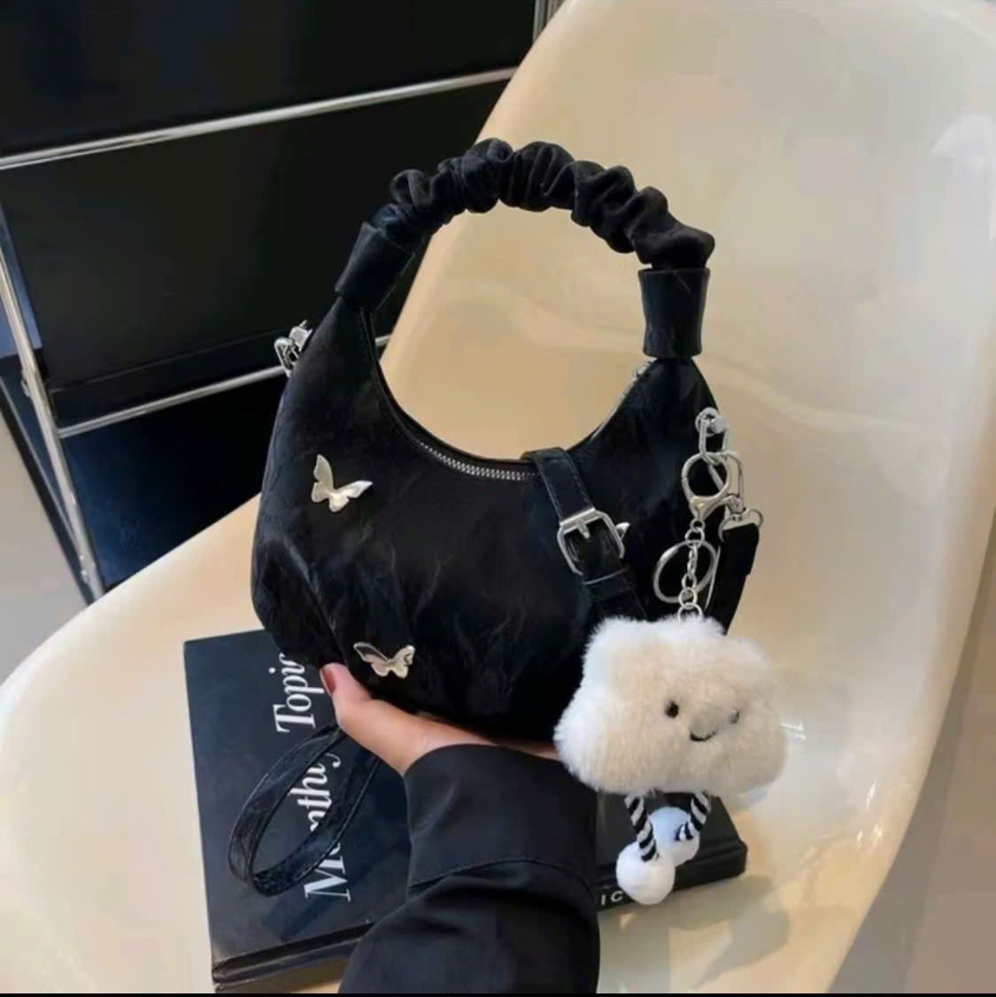 Women's ruched strap handbag THNT011