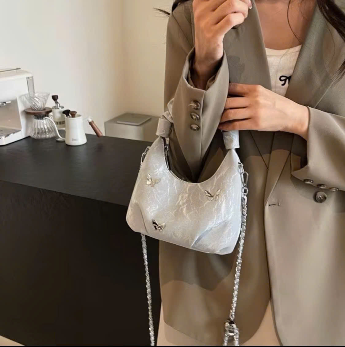 Women's ruched strap handbag THNT011