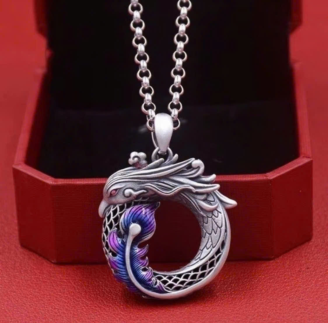 Dragon and Phoenix Pendant Necklace, Model THNT 042