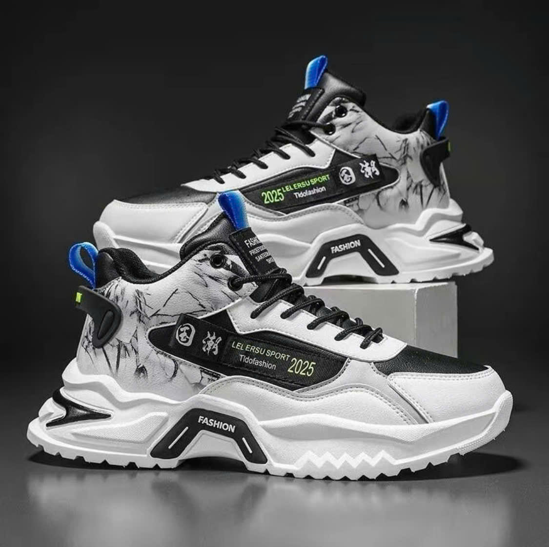 Men's mid-calf boots with 8cm height increase, flat sole THNT006