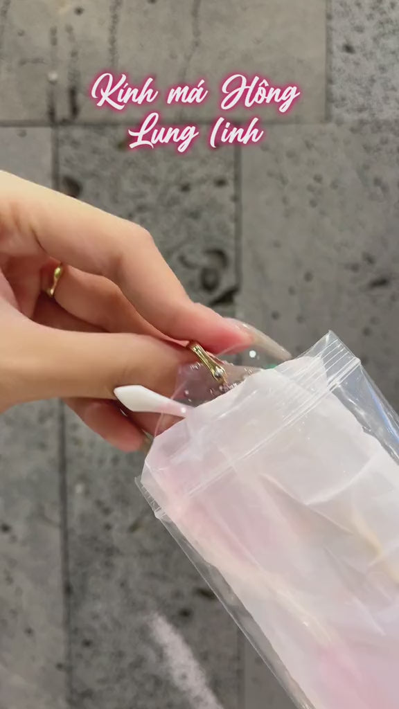 Rimless blush-colored sunglasses, model THNT017