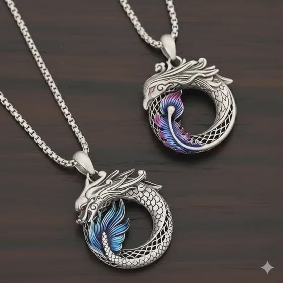 Dragon and Phoenix Pendant Necklace, Model THNT 042